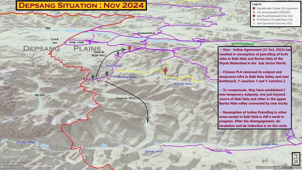India-China Disengagement: पूर्वी लद्दाख के देपसांग में सामने आई बड़ी खबर, 20 किमी पीछे हटी चीनी सेना, 2013 से पहले वाली स्थिति हुई बहाल! 3 India-China Disengagement: PLA Withdraws from Depsang Bulge, But New Posts in "No-Deployment Zone" Pose Challenges for Indian Army
