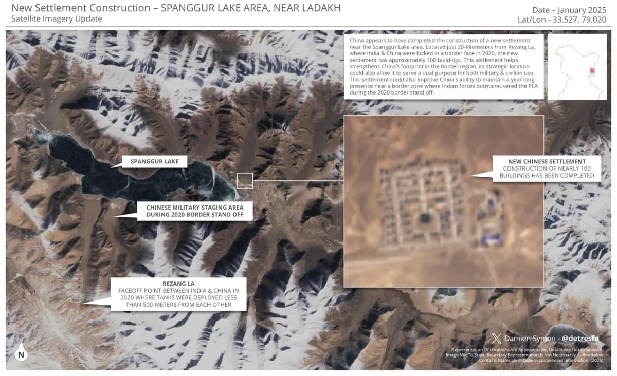 New Chinese Settlement: पैंगोंग पर चीन ने बसाई नई बस्ती! सड़कें, बिजली और नई इमारतें बना कर LAC के पास क्या साजिश रच रहा है ड्रैगन? 2 New Chinese Settlement Near Pangong: Roads, Power, and Buildings What’s China Plan Near LAC?