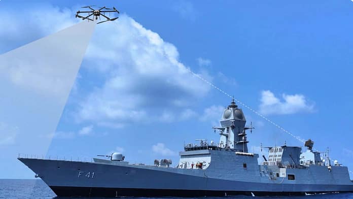 INS Taragiri spotter drone integration INS Taragiri spotter drone integration