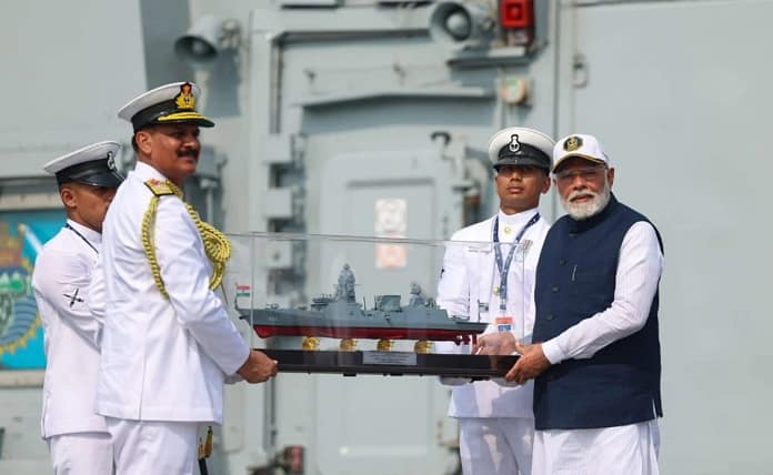 PM Modi Dedicates INS Surat, INS Nilgiri, and INS Vaghsheer to the Nation in Mumbai PM Modi Dedicates INS Surat, INS Nilgiri, and INS Vaghsheer to the Nation in Mumbai