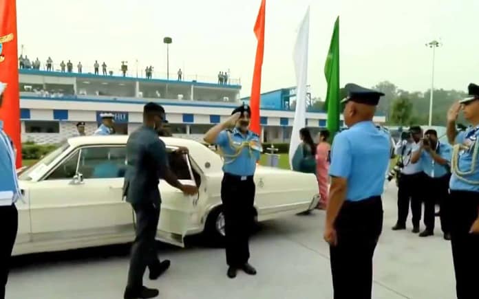 Indian Air Force Day 2025- IAF Chief AP Singh Arrives in Historic 1967 Ford Car Indian Air Force Day 2025: IAF Chief AP Singh Arrives in Historic 1967 Ford Car