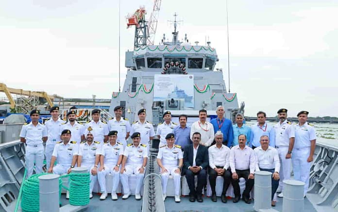 Delivery of Mahe (3) INS Mahe Delivery: Indian Navy receives first Anti-Submarine Shallow Water Craft built by Cochin Shipyard