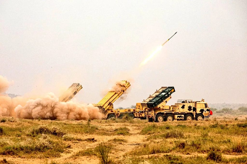 Pinaka MBRL- Pinaka multi-barrel rocket launcher system